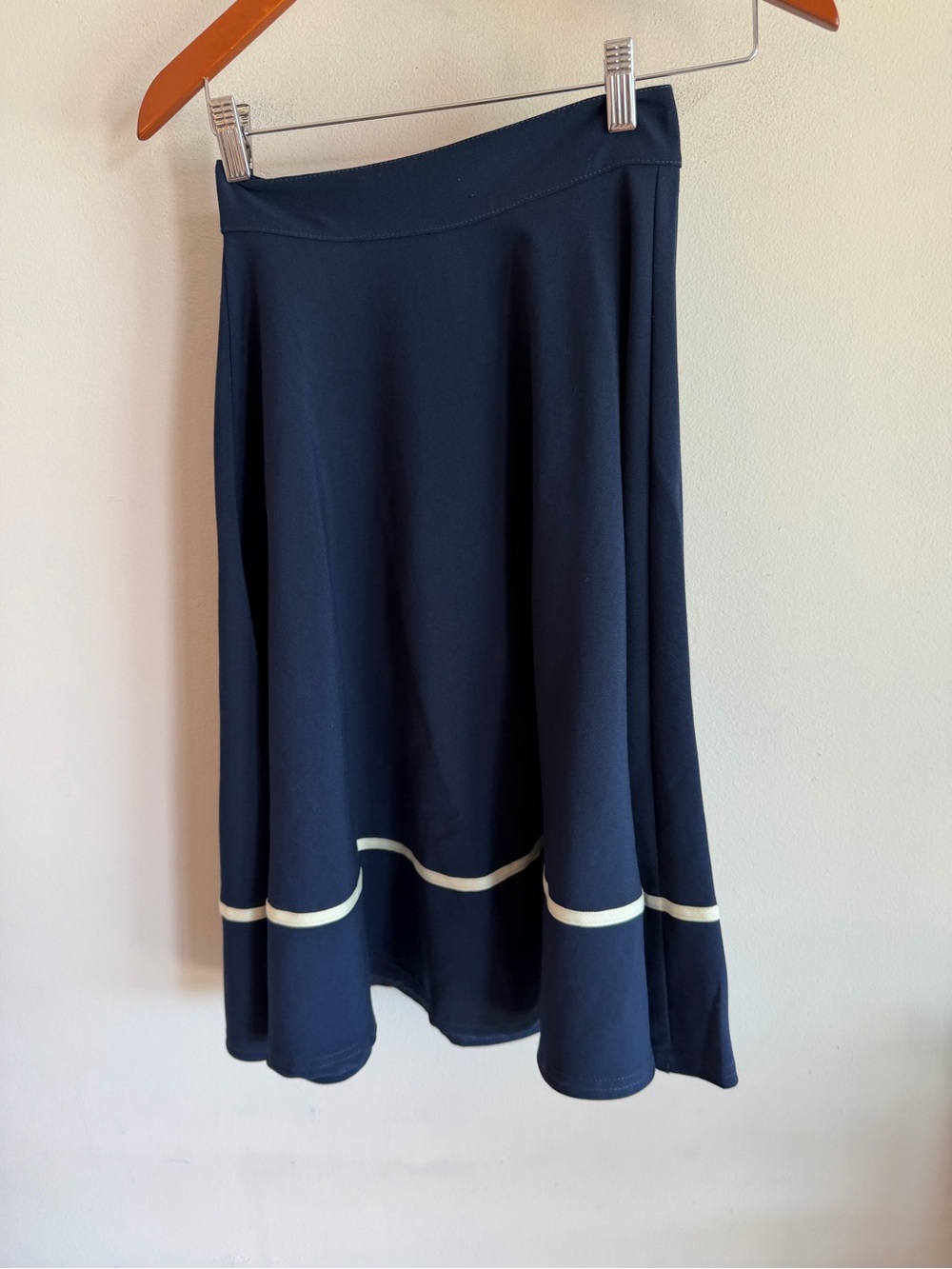 Rock Steady Navy Blue Nautical Stripe A-Line Circle Skirt XS Retro Rockabilly